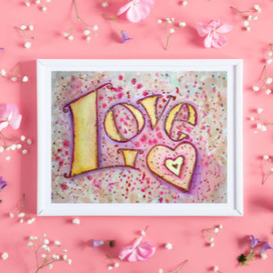 Love Sweet Pink Art Painting Poster Print