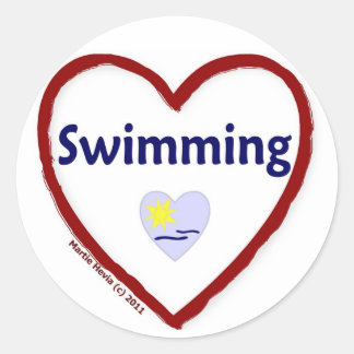 Love Swimming Classic Round Sticker
