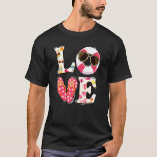 Love Swimming Float Flip Flops Summer Vacation T-Shirt