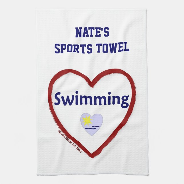 Love Swimming - Sports Towel (Personalise) (Vertical)