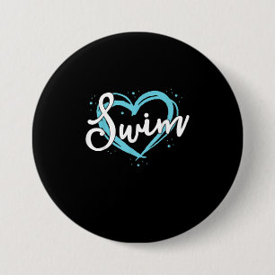 Love Swimming Swim Team Heart Lover Blue Swimmer 7.5 Cm Round Badge