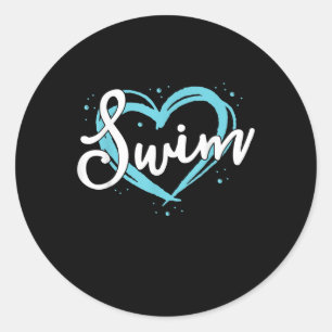Love Swimming Swim Team Heart Lover Blue Swimmer Classic Round Sticker