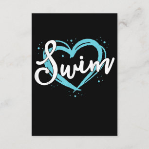 Love Swimming Swim Team  Heart Lover Blue Swimmer Enclosure Card