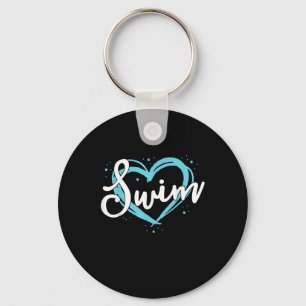 Love Swimming Swim Team Heart Lover Blue Swimmer Key Ring