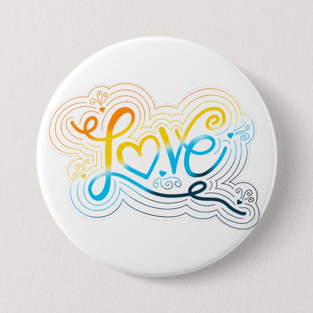 Love Swirl Doodle AroAce Pride Flag Lettering 7.5 Cm Round Badge (Front)