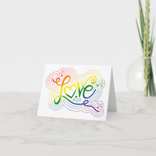 Love Swirl Doodle LGBTQ+ Rainbow Pride Flag Letter Note Card