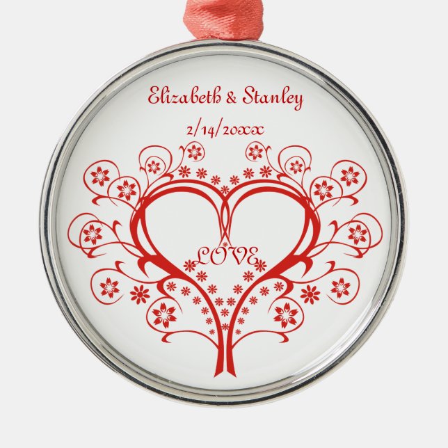 Love Swirl Heart Valentine’s Day custom ornament (Front)