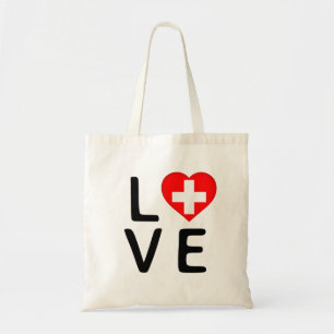 Love - Switzerland Flag Tote Bag
