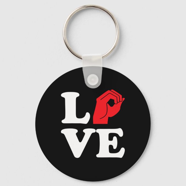 Love Symbol Asl  Key Ring (Front)