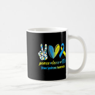 Love T21 Blue Yellow Ribbon Down Syndrome Awarenes Coffee Mug