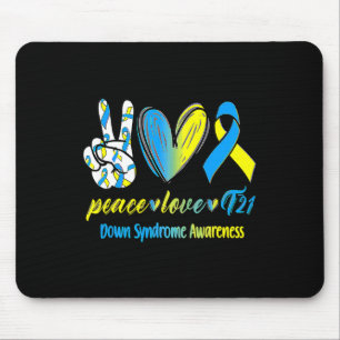 Love T21 Blue Yellow Ribbon Down Syndrome Awarenes Mouse Pad