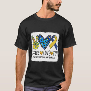 Love T21 Cure Blue Yellow Down Syndrome Awareness T-Shirt