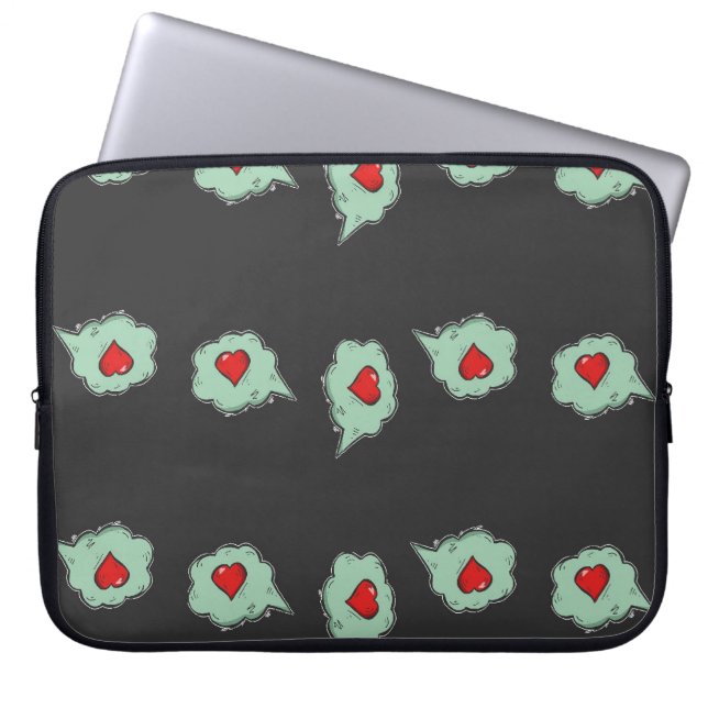 Love talk pattern on grey laptop sleeve (Front)