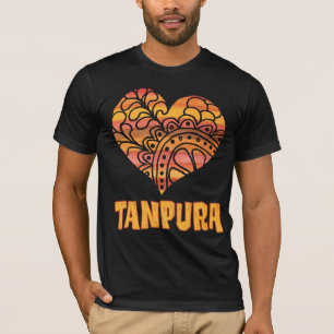Love Tanpura Orange Mandala Heart Indian Music T-Shirt