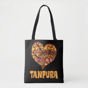 Love Tanpura Orange Mandala Heart Indian Music Tote Bag
