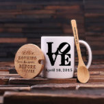 Love Tea Set: Bamboo Lid, Teaspoon & Ceramic Mug<br><div class="desc">This charming 12 oz. coffee mug,  bamboo lid and spoon can be engraved with your own personal saying.</div>
