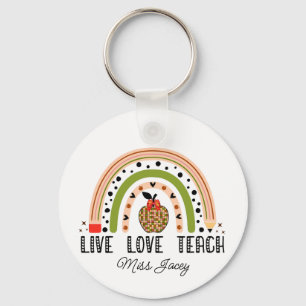Love Teach Inspire Rainbow Teacher Appreciation Key Ring