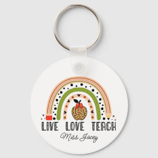 Love Teach Inspire Rainbow Teacher Appreciation Key Ring