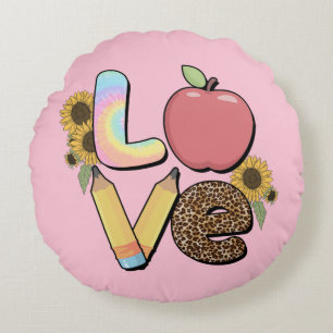 Love Teacher and Student Round Cushion