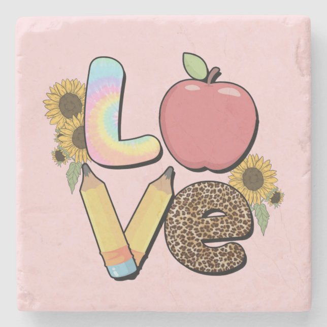 Love Teacher and Student Stone Coaster (Front)