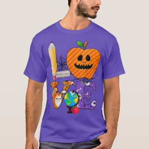 Love Teacher Apple Scary Face Funny Teacher Hallow T-Shirt