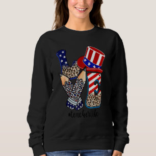 Love Teacher Life 4th Of July Leopard Teacher Patr Sweatshirt