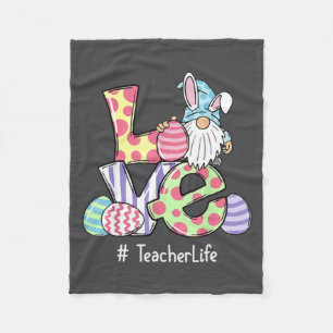 Love Teacher Life Easter Gnome Egg Hunting Basket  Fleece Blanket