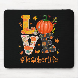 Love Teacher Life Happy Fall Y'all Autumn Teacher Mouse Pad