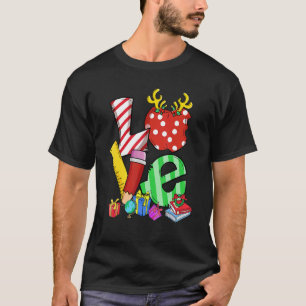 Love Teacher Math Christmas Teacher Life Matching  T-Shirt
