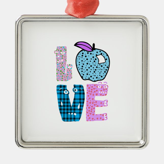 Love Teacher Metal Ornament (Front)
