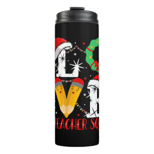 Love Teacher Squad , Funny Teachers Christmas Thermal Tumbler