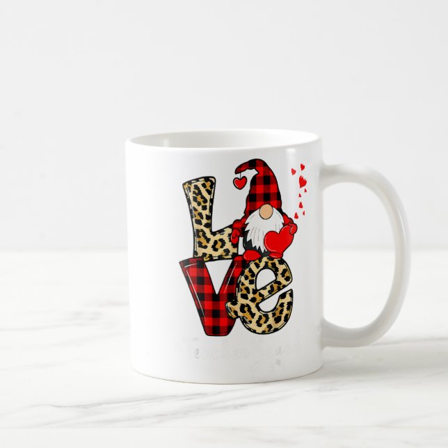 Love Teacher Squad Gnome Hearts Valentines Gnome T Coffee Mug (Right)