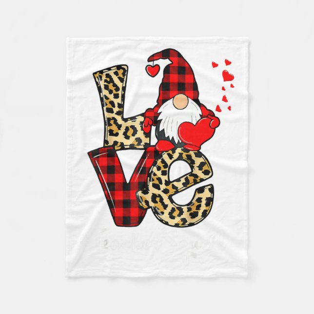 Love Teacher Squad Gnome Hearts Valentines Gnome T Fleece Blanket (Front)
