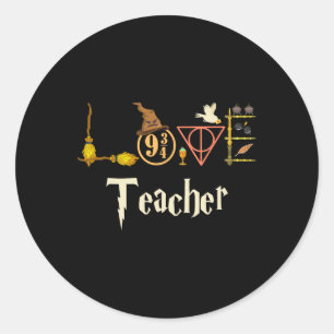 Love Teacher Wizards Ck To School Halloween  Classic Round Sticker