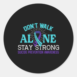 Love Teal Purple Ribbon Suicide Prevention Awarene Classic Round Sticker
