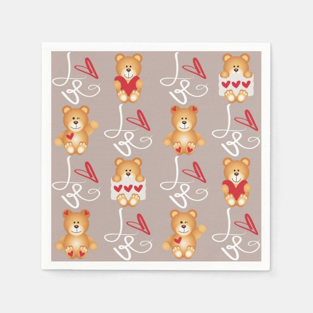 Love Teddy Bear Napkin (Front)