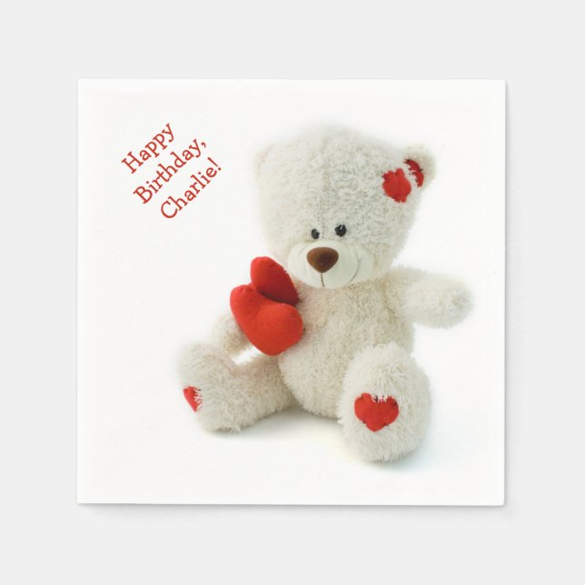 Love Teddy custom paper napkins (Front)