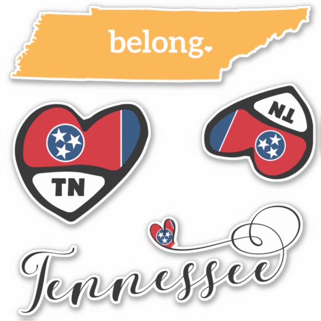Love Tennessee, 3 Designs, Die Cut Stickers (Front)