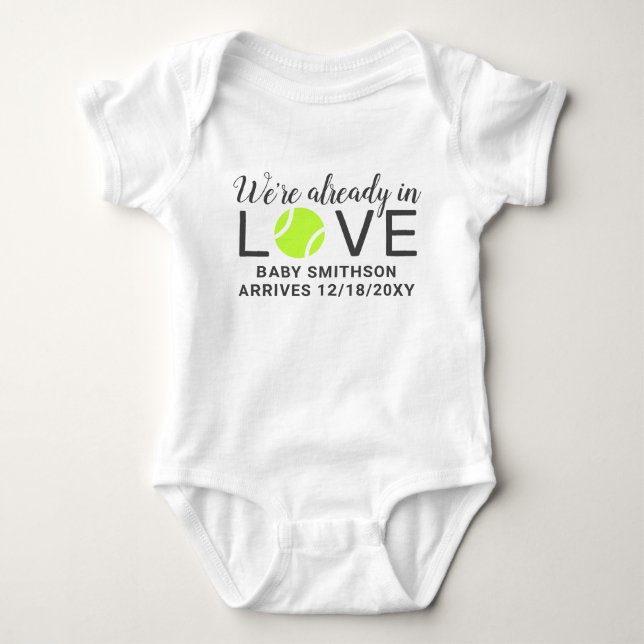 Love Tennis Baby Pregnancy Announcement Bodysuit (Front)