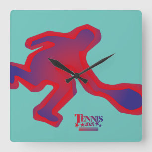 LOVE TENNIS BY MASANSER PIXELAT SQUARE WALL CLOCK