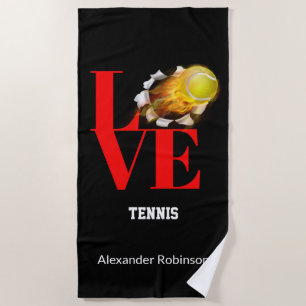 Love Tennis Personalised Sports Beach Towel