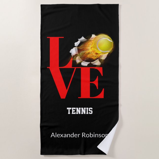 Love Tennis Personalised Sports   Beach Towel (Front)