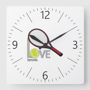 Love tennis square wall clock