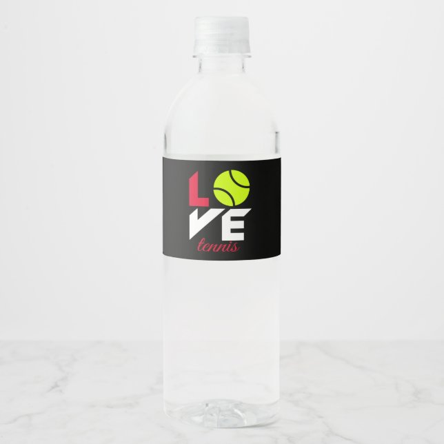 Love tennis water bottle label (Front)