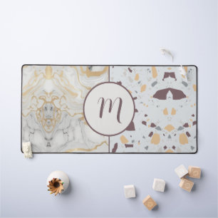 Love Terrazzo-Marble Custom Initial  Desk Mat