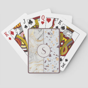Love Terrazzo-Marble Custom Initial Playing Cards