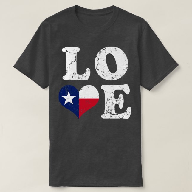 Love Texas Flag Heart Texan T-Shirt (Design Front)