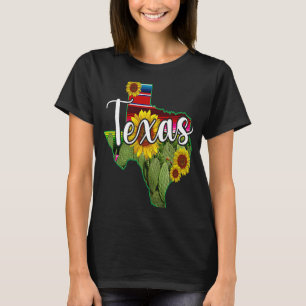 Love Texas State Cactus Sunflower Love Boho Serape T-Shirt