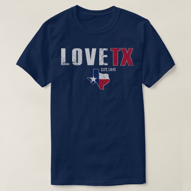 Love Texas TX Texan Retro Fade T-Shirt (Design Front)