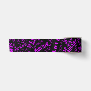 Love Text Black and Purple Ribbon Satin Ribbon